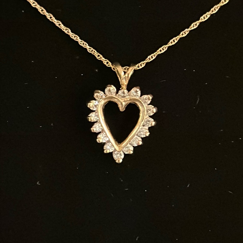 14 karat gold heart with diamonds